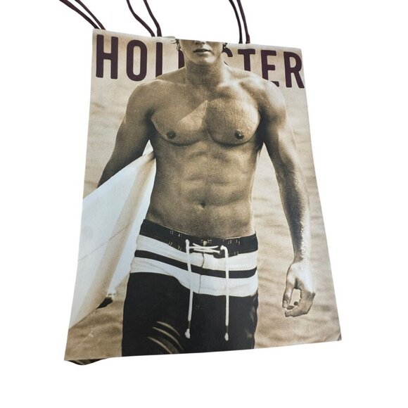 Hollister Paper Shopping Bag Vintage Y2K Surfing Male Model Bruce Weber lot of 2 - Picture 2 of 4